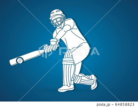 Cricket Player Action Cartoon Sport Graphic Vectorのイラスト素材 6485