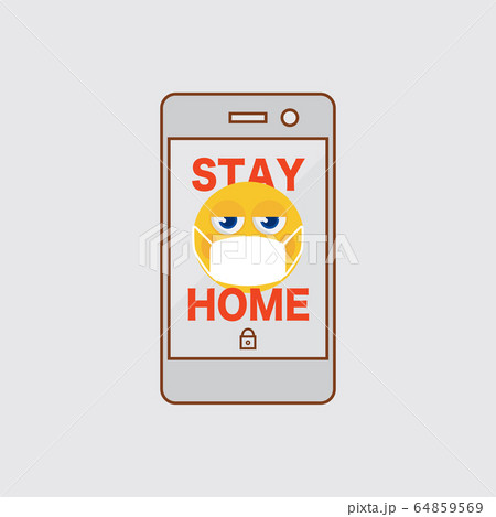 Flat Design Smart Phone Sign Stay Home.  64859569
