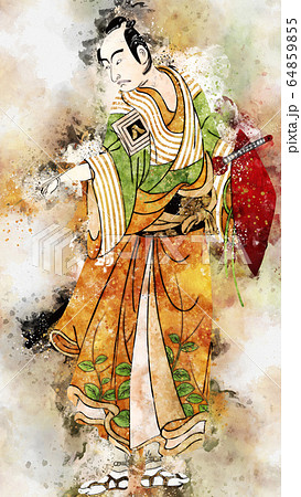 浮世絵　武士　その5　水彩バージョン 64859855