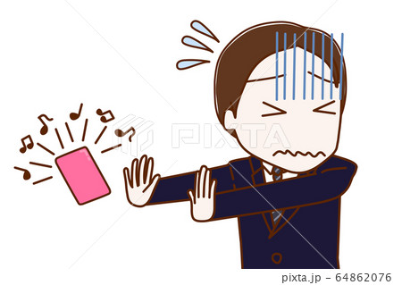 着信を出るのが嫌で拒否しているスーツ姿の男性 64862076