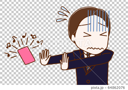 着信を出るのが嫌で拒否しているスーツ姿の男性 64862076