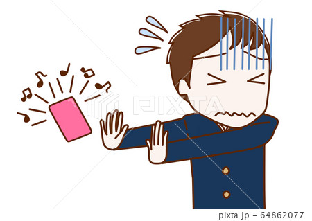 着信を出るのが嫌で拒否している男子学生 64862077