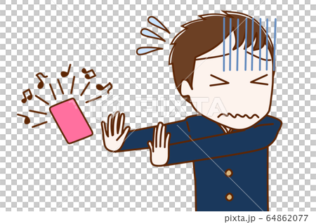 着信を出るのが嫌で拒否している男子学生 64862077