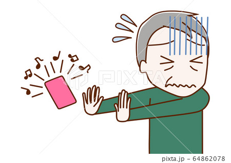 着信を出るのが嫌で拒否している高齢の男性 64862078