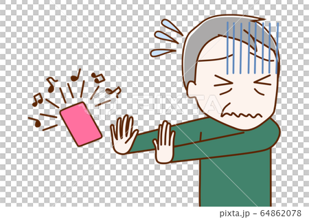 着信を出るのが嫌で拒否している高齢の男性 64862078