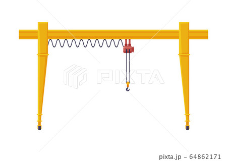 Industrial Port Cargo Harbor Crane Elevating Equipment Flat Vector Illustration Industrial Port Cargo Harbor Crane Elevating Equipment Flat Vector Illustration 64862171