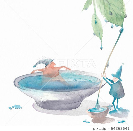 妖精 水浴びのイラスト素材