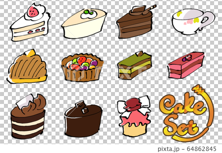親しみやすいケーキのイラストセットのイラスト素材