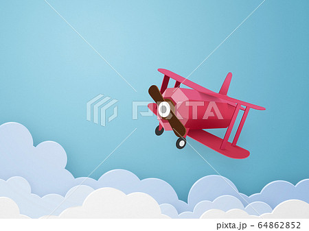 ペーパークラフト-空-雲-飛行機 64862852
