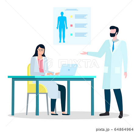 Medical Workers on Meeting in Laboratory Vector 64864964
