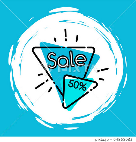 Half Price Discount, Blue Painted Sale Label Isolated 64865032