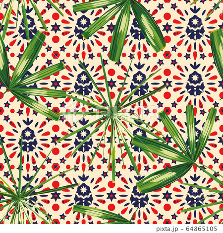 Tropical leaves seamless pattern abstract 64865105