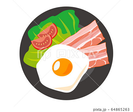 ベーコン 食材 加工食品 目玉焼き 玉子のイラスト素材