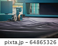 Textile Manufacturing. Circular knitted fabric. Textile factory in spinning production line and a rotating machinery and equipment production company. Clothing industry. Manufacturing textile fabrics. 64865326