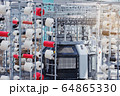 Textile Manufacturing. Circular knitted fabric. Textile factory in spinning production line and a rotating machinery and equipment production company. Clothing industry. Manufacturing textile fabrics. 64865330
