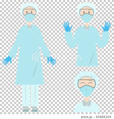 Person wearing medical protective clothing Person wearing medical protective clothing 64866204