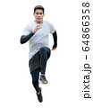 young fitness man in sportwear running isolated on white background with clipping path. 64866358
