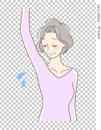 Woman looking under armpit Woman looking under armpit 64867195