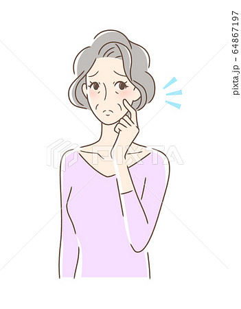 頬をつんつんしてがっかりする女性 64867197