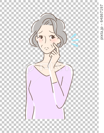 頬をつんつんしてがっかりする女性 64867197