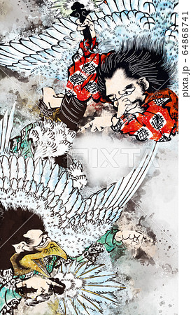 浮世絵　天狗　その3　水彩バージョン 64868741