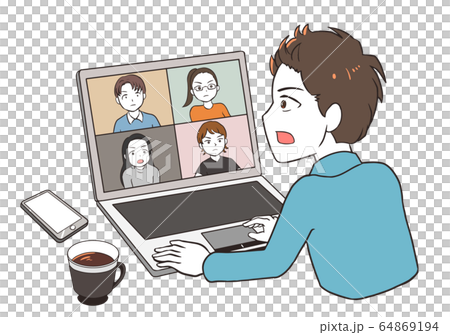 認真進行遠程工作（男） 64869194