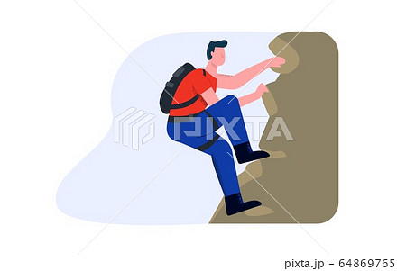 Rock climber climbs the mountain. The concept of professional and amateur alpenism Rock climber climbs the mountain. The concept of professional and amateur alpenism 64869765