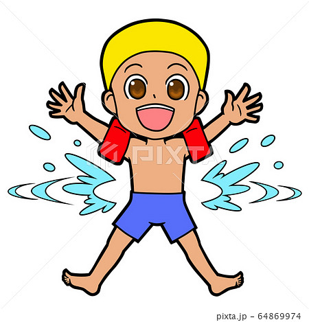 水着を着て水泳をする男の子 64869974
