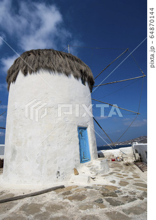 The famous windmills overlooking Chora on the 64870144