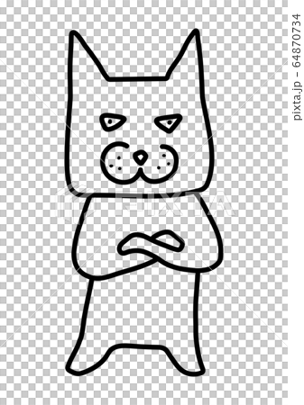 偉そうな猫 線画のイラスト素材 64870734 Pixta