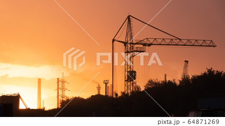 Plant on sunrise, industrial background 64871269