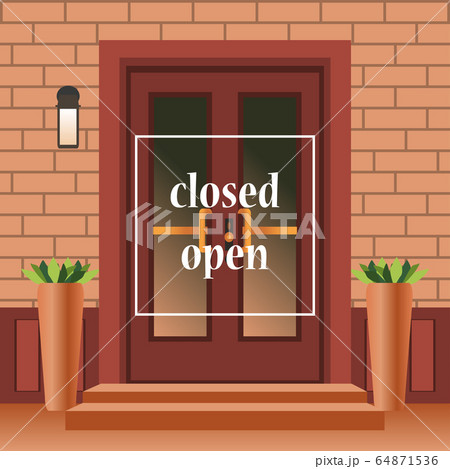 Apartment building with door front with doorstep Apartment building with door front with doorstep 64871536