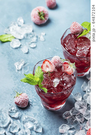 cocktail with frozen strawberry cocktail with frozen strawberry 64872104