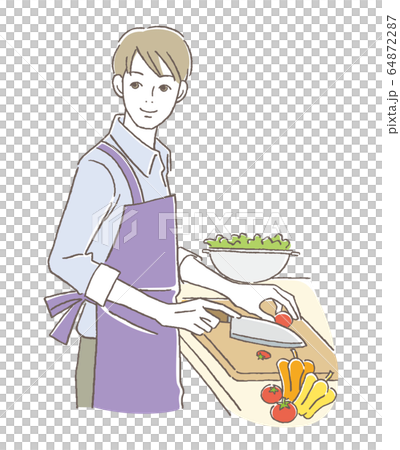 料理する男性 64872287