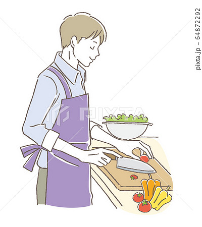 料理する男性 64872292