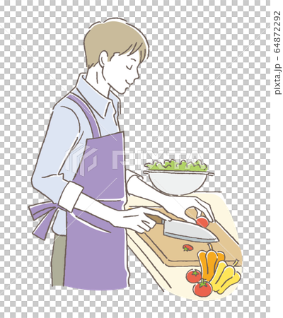 料理する男性 64872292