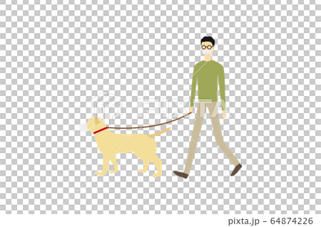 マスクをする男性と犬 マスクをする男性と犬 64874226