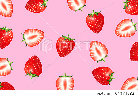苺 Strawberry 壁紙 黄色 パターン 素材のイラスト素材