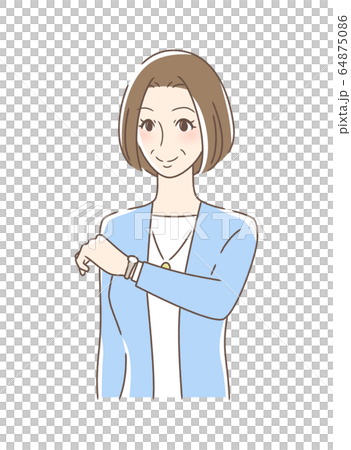 一個女人看著一塊手錶 一個女人看著一塊手錶 64875086