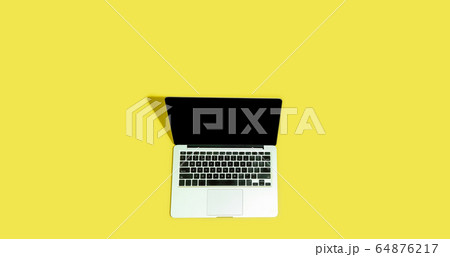 Gadget, device on top view, blank screen with copyspace, minimalistic style, flyer 64876217