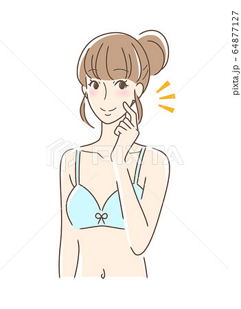 頬をつんつんして笑顔の女性 64877127