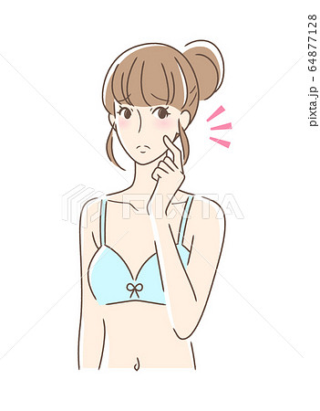 頬をつんつんしてがっかりする女性のイラスト素材