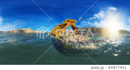 Dinosaurs Jurassic prehistoric scene 3d rendering Dinosaurs Jurassic prehistoric scene 3d rendering 64877441