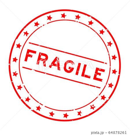 Grunge red fragile word round rubber seal stamp on white background Grunge red fragile word round rubber seal stamp on white background 64878261