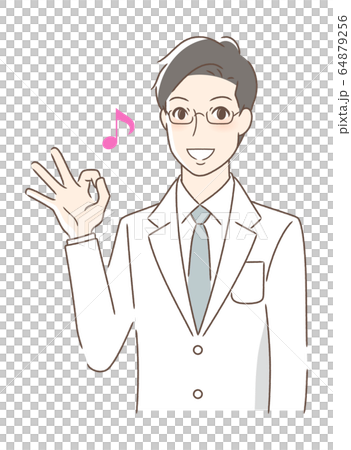 A man who smiles and gives an OK sign 64879256