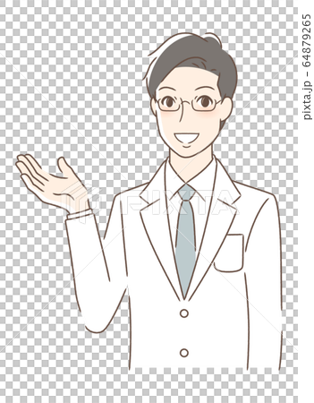 笑顔で手のひらを差し出す男性のイラスト素材