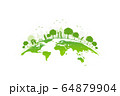 Ecology concept with green city on earth, World envirolmental and ecology friendly concept  64879904