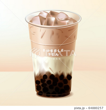 Vector Iced Black or Brown Sugar Taiwan Boba Bubble Tea or Milk Tea 64880257