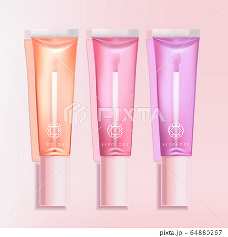 Vector Trendy Clear Lip Gloss Tube Packaging with Applicator 64880267
