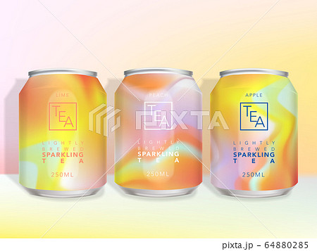 Vibrant Flow Fluid Tin Can Packaging of Beverage, Beer, Cola, Soda, Juice, Coffee, Tea or Sparkling Water 64880285